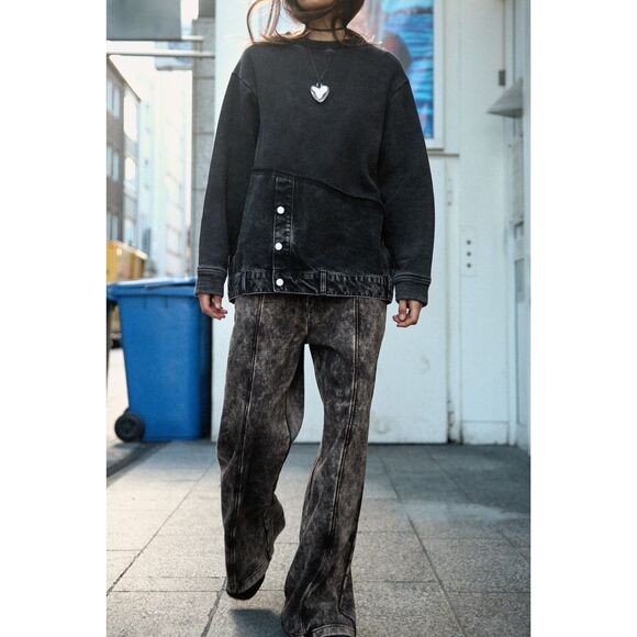 ZARA PLUSH WASHED EFFECT PANTS - Picture 4 of 5